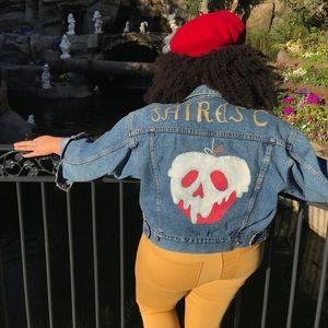 Snow White inspired hand painted vintage denim jacket
